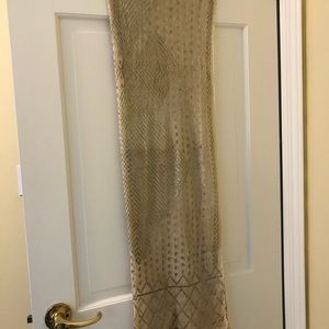 A vintage inspired shawl with intricate weaving